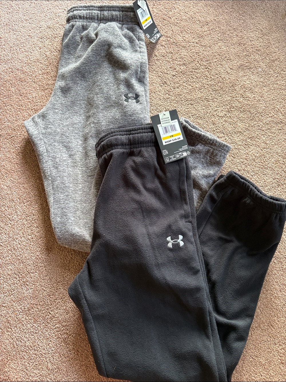 Under Armour Kids Boys set lot bundle of 2 sweatpants joggers youth medium NWT